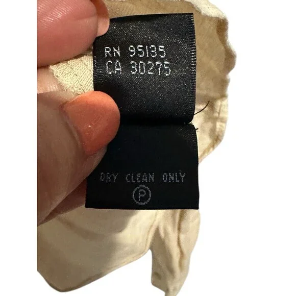 Lafayette 148 Size 12 100% Linen Dark Cream Tie‎ Front Shirt Top Blouse #T4-3 - Picture 6 of 9